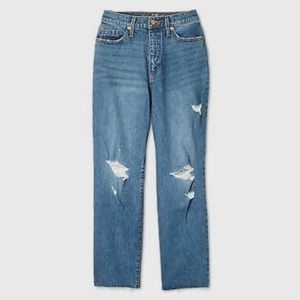 Universal Thread High Rise Vintage Straight Cropped Jeans in Medium Blue, Sz 12